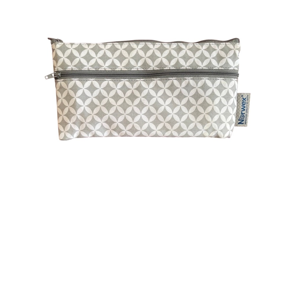 Norwex Reusable Snack Bag Grey Whitel Dual Zipper Pouch PEVA Liner - Picture 3 of 6